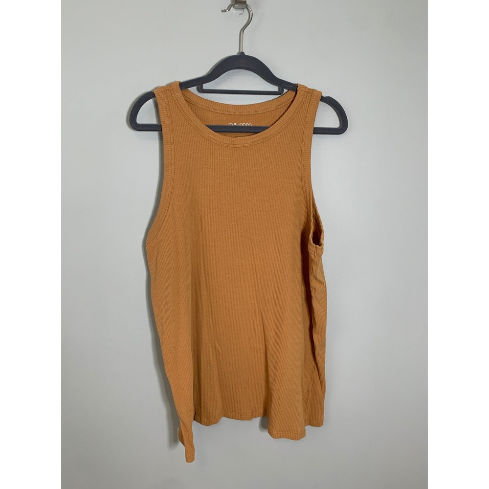 Maurices Tank Top Womens 3X Orange Ribbed Crew Neck‎ Stretch Sleeveless